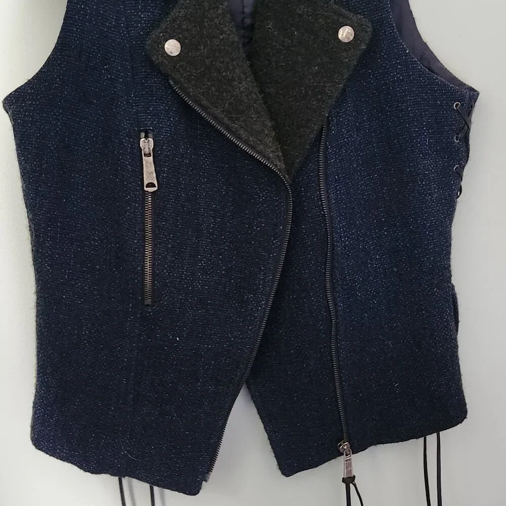 RARE DIESEL double collar motorcycle fringe vest XS - Picture 5 of 5